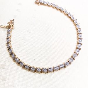 Baguette diamond 14 carat gold coating tennis